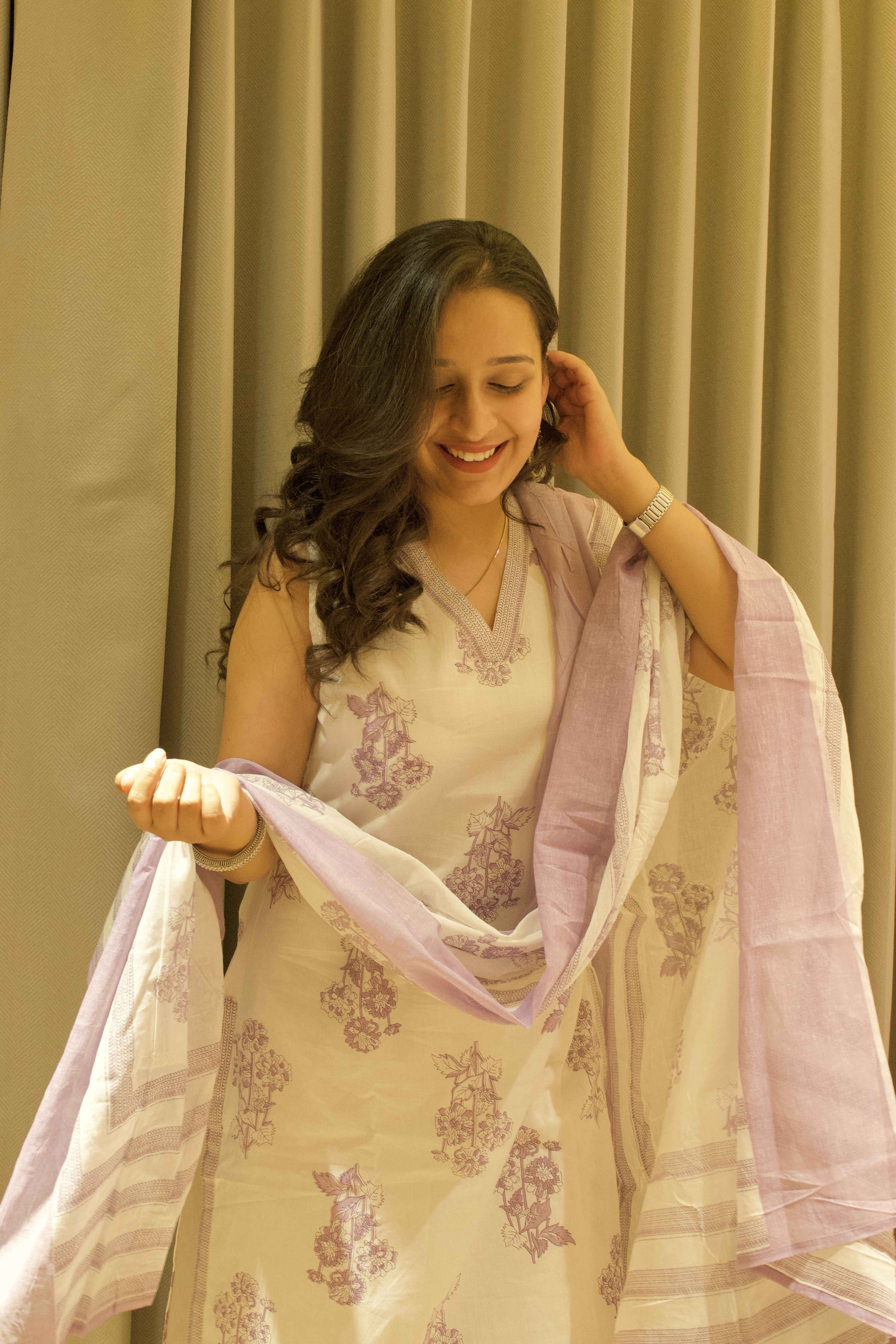 Lavender whisper Dupatta Set - 1751608576DR9B