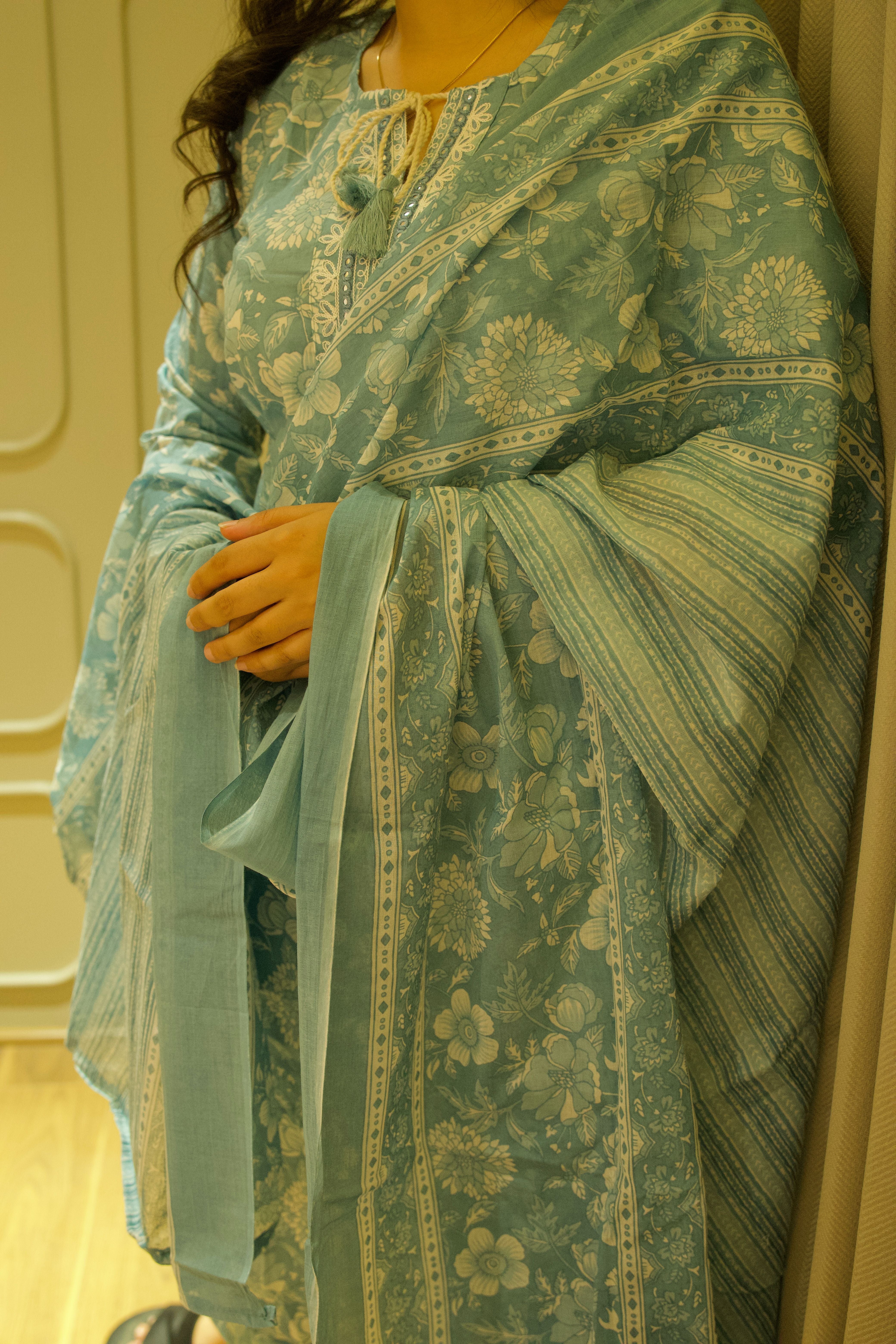 Afsana Floral Kurti With Dupatta Set - 1751608233H4XC