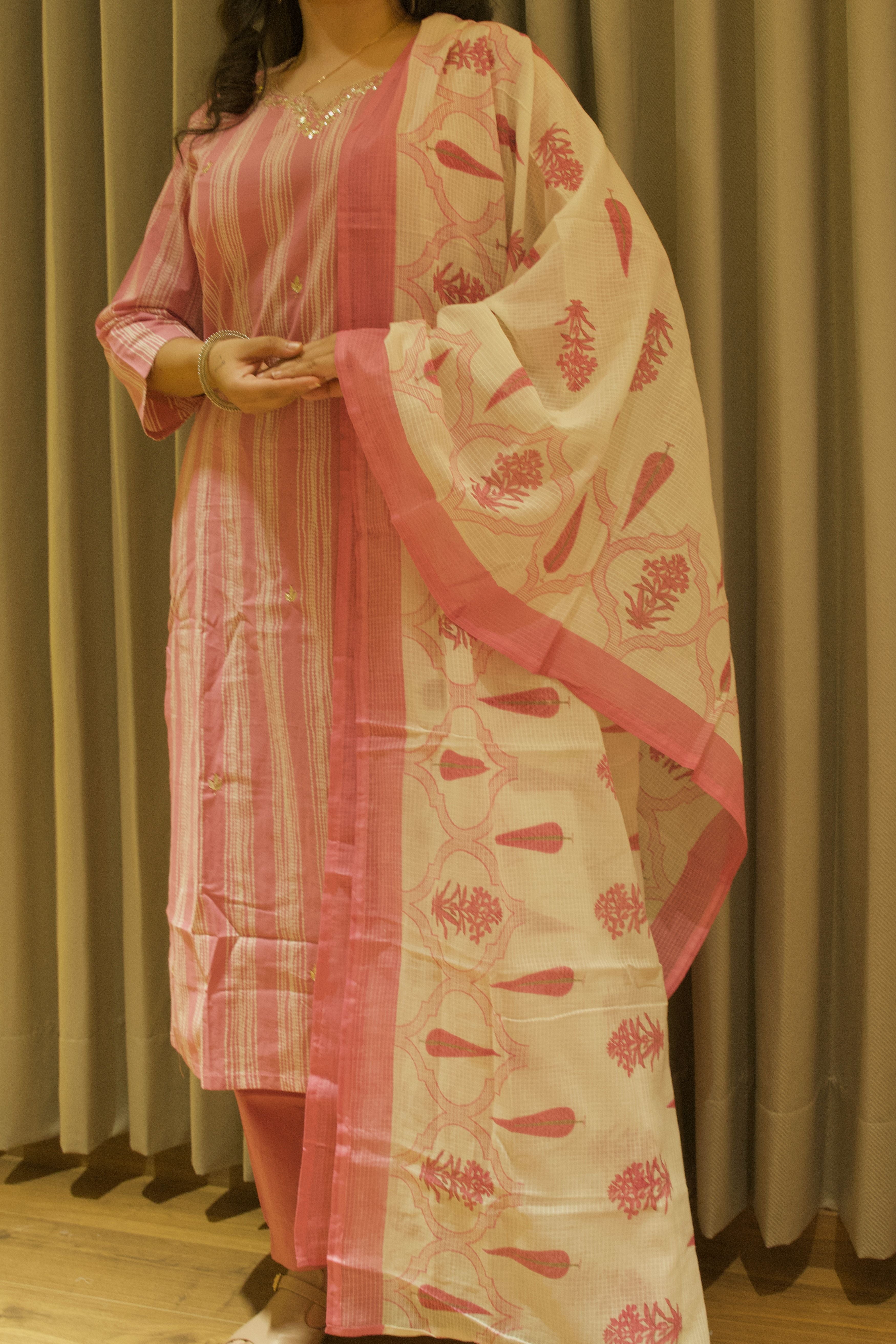 Pastel Stripes dupatta set - 17516090906U63