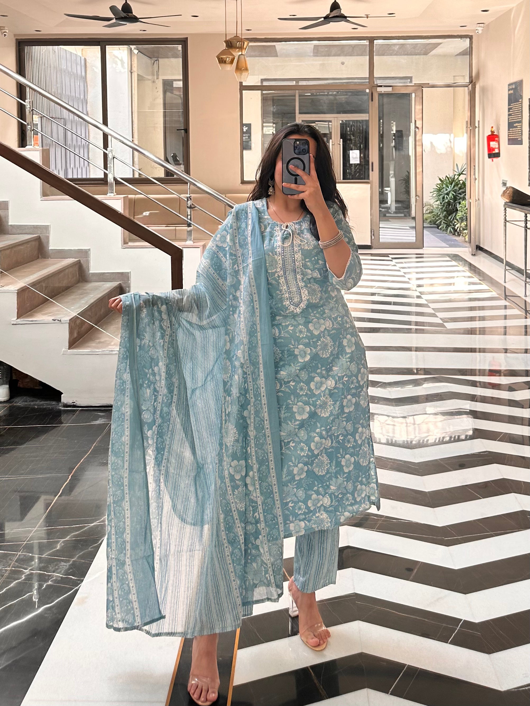 Afsana Floral Kurti With Dupatta Set