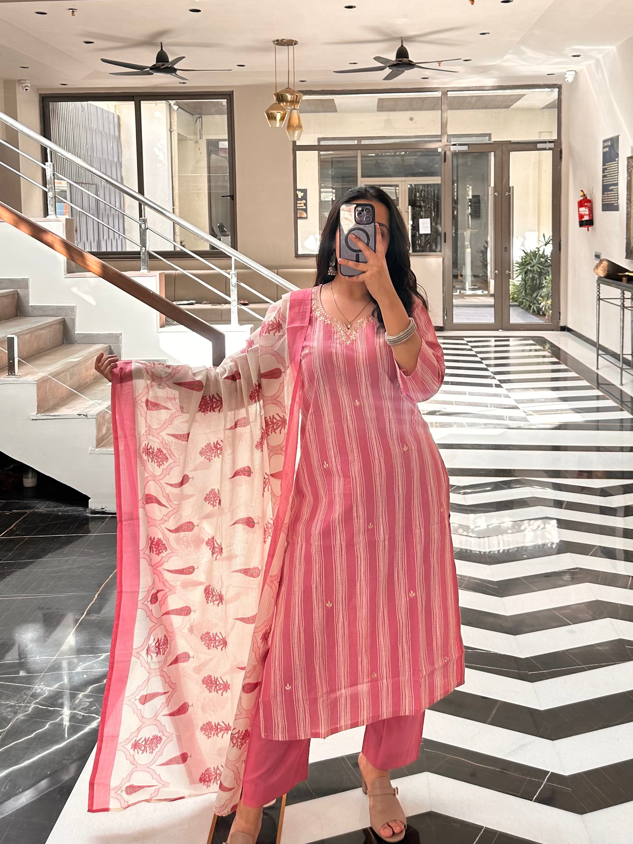 Pastel Stripes dupatta set