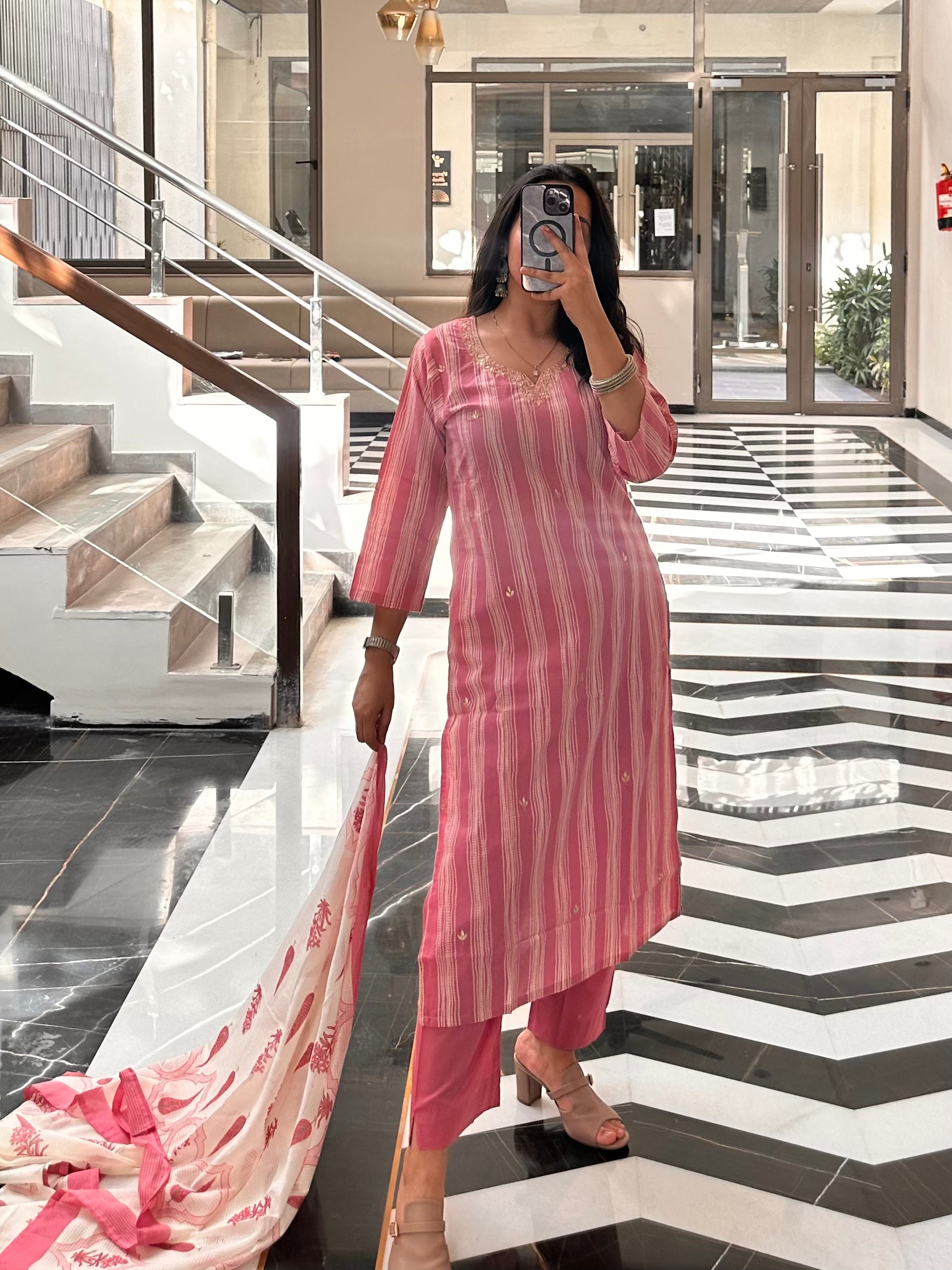 Pastel Stripes dupatta set