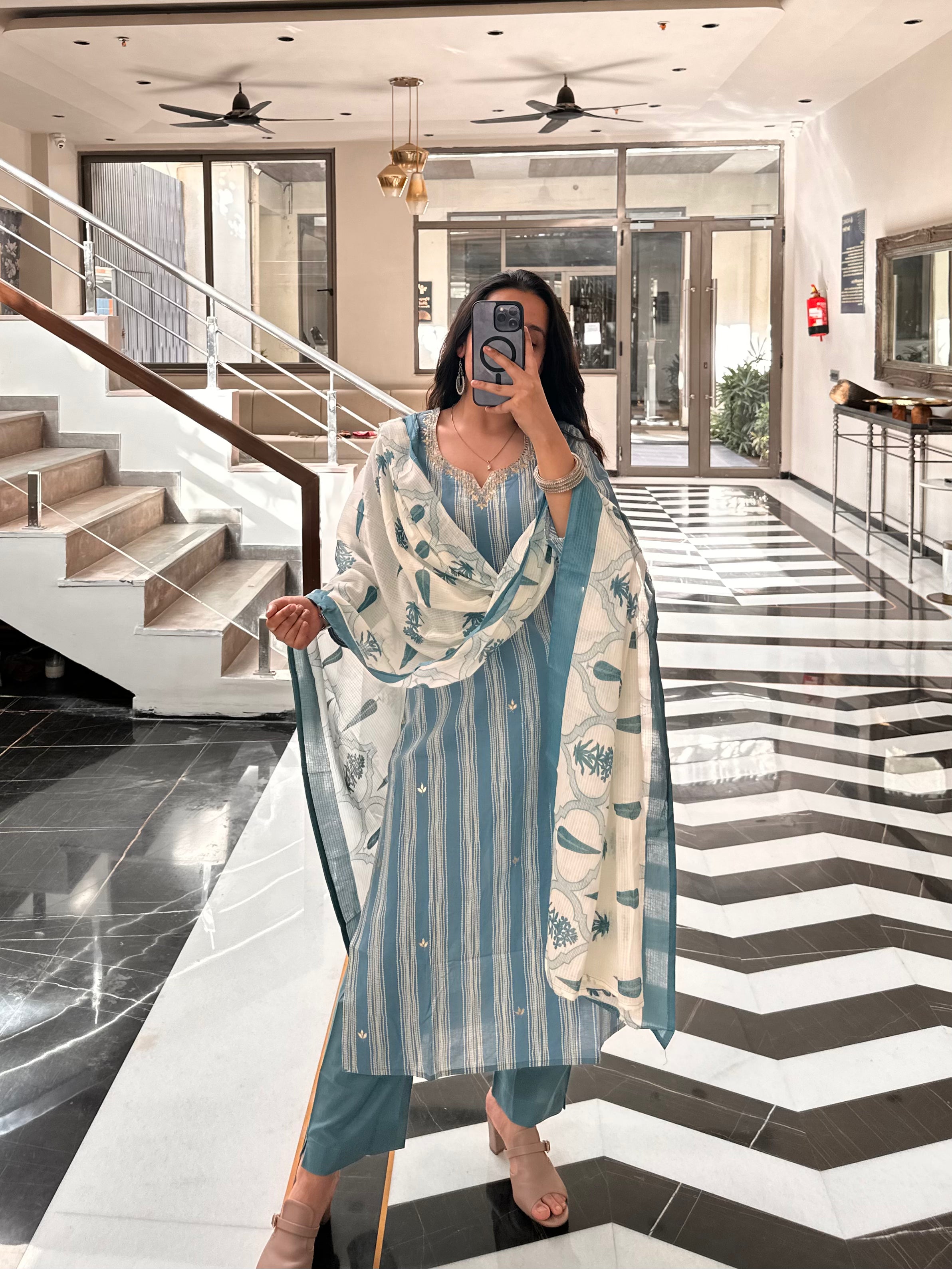 Pastel Stripes dupatta set