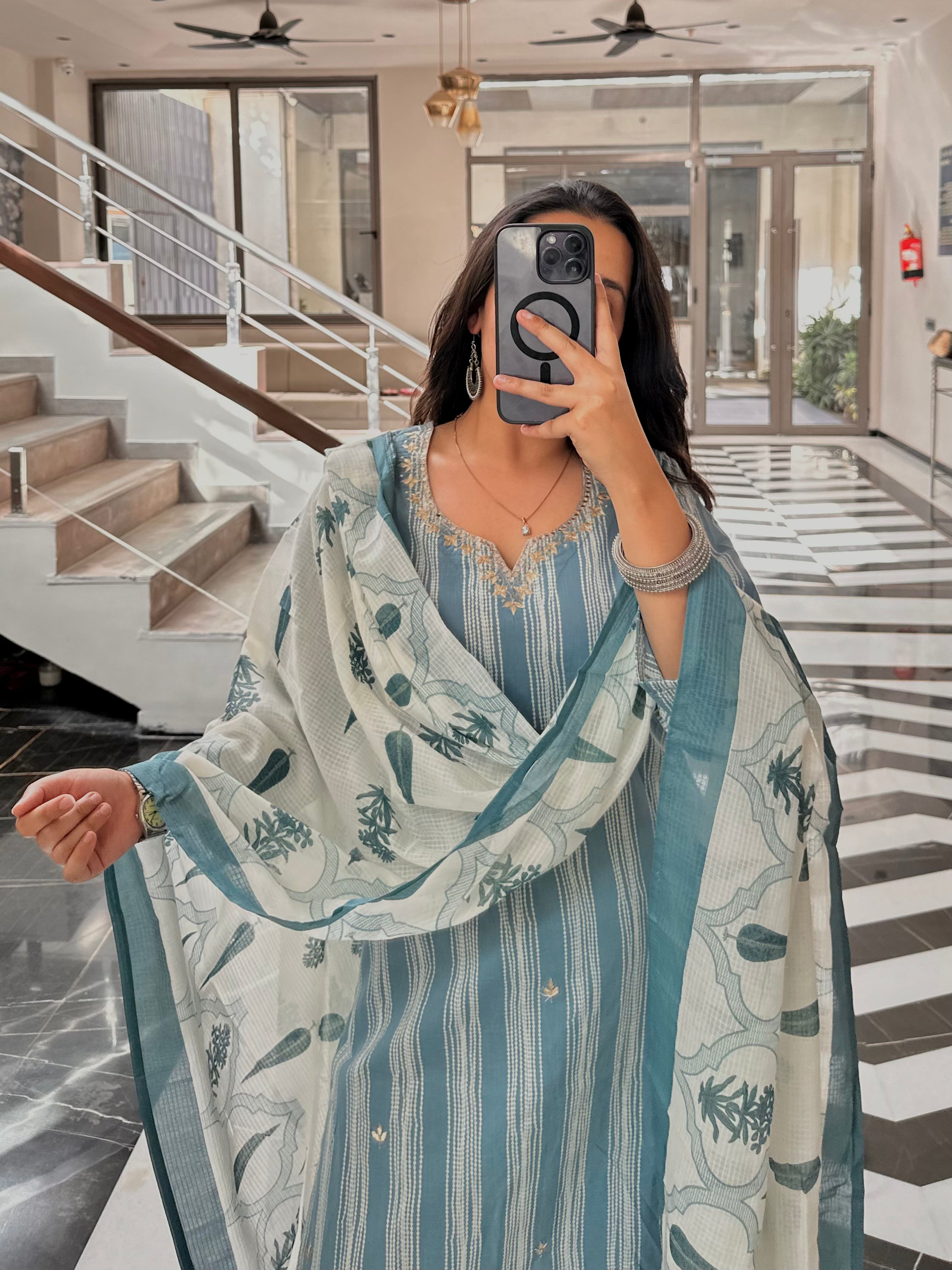 Pastel Stripes dupatta set