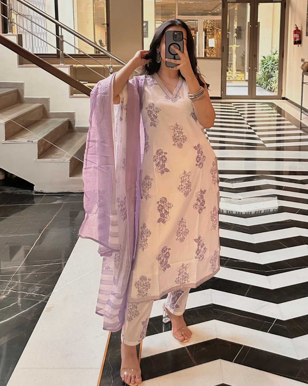 Lavender whisper Dupatta Set