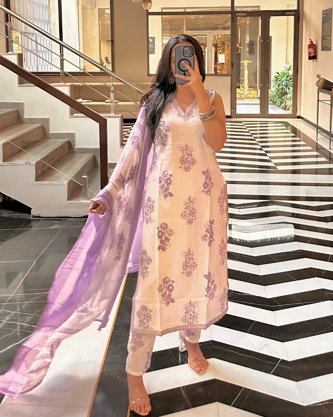 Lavender whisper Dupatta Set