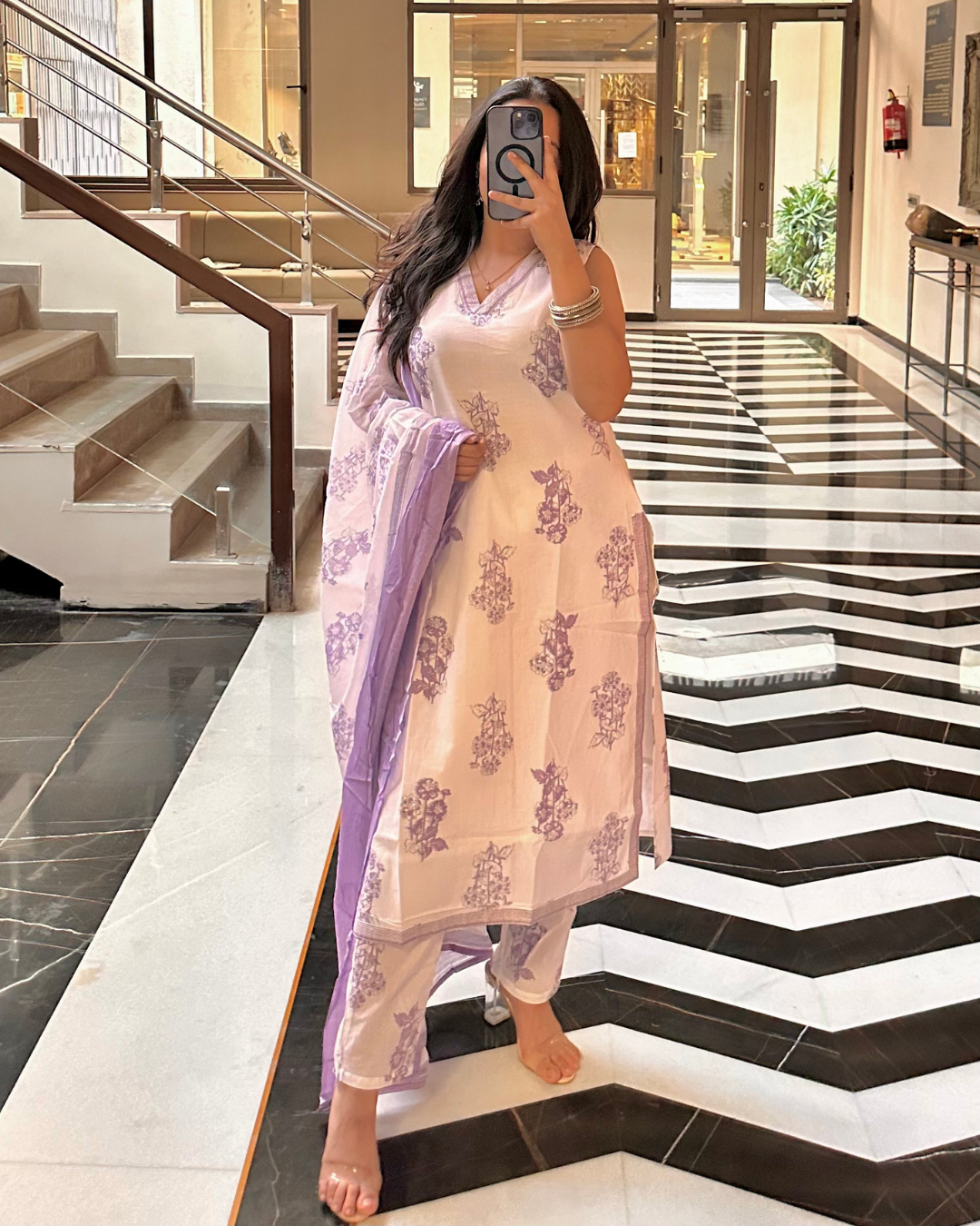 Lavender whisper Dupatta Set