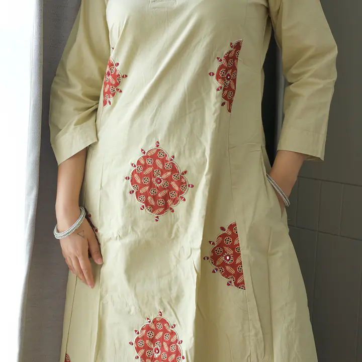 Noor Beige Embroidered Kurti Set  - 17516076247U13 - Master