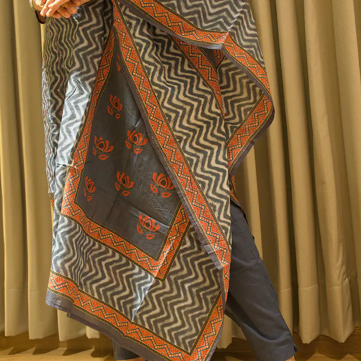Zoya Indigo Block Print Kurti With Dupatta Set - 1751608087ZYAA - Master