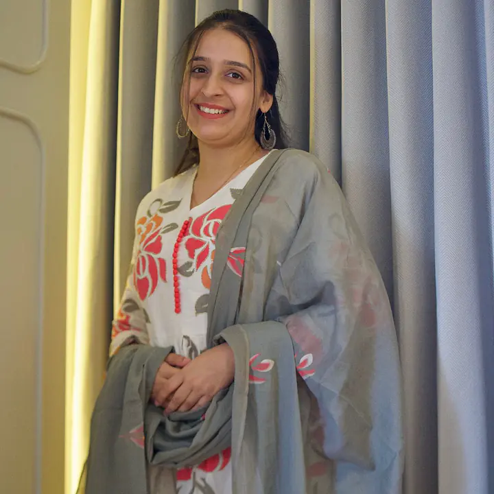 Nazm Ecru & Grey Kurti with Dupatta Set - 1751608413769J - Master
