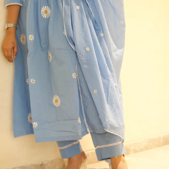 Daisy Sky Blue Kurti with Dupatta Set  - 1751608454PACG - Master