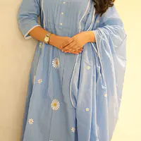 Daisy Sky Blue Kurti with Dupatta Set  - 1751608454PACG - Master