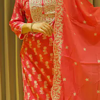 Hot Pink Dupatta Set - 1751609625E9B7 - Master