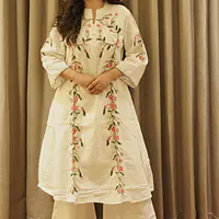 Ivory Bloom Embroidered Kurti Set - 1751607516HA8K - Master